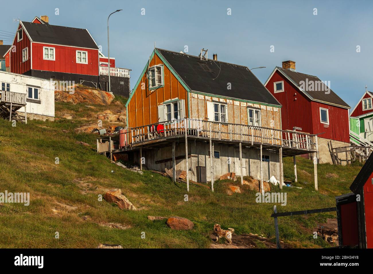 Maisons traditionnelles en bois à Upernavik (Groenland) Banque D'Images