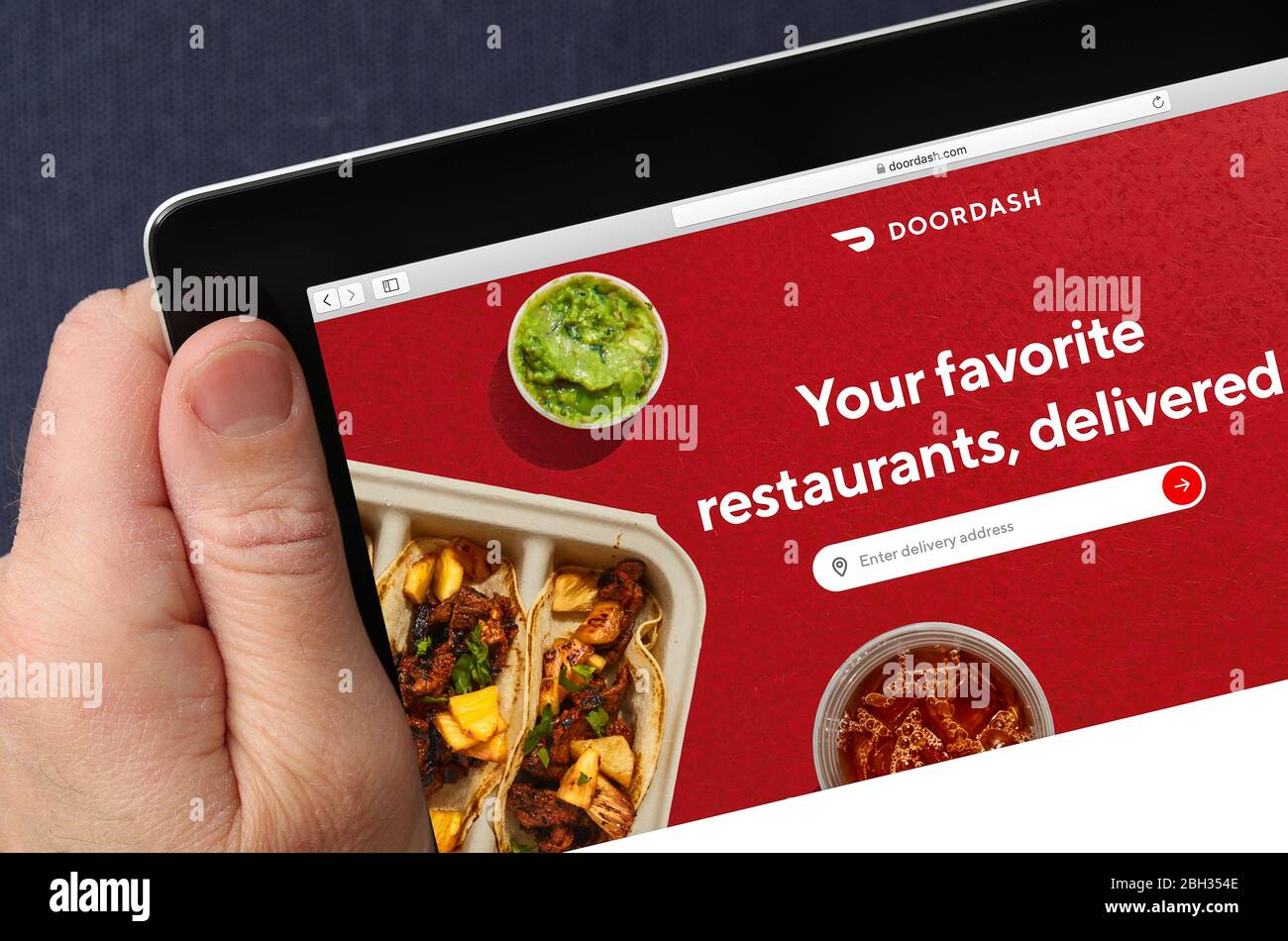 Site Web Doordash affiché sur un iPad (usage éditorial uniquement) Banque D'Images