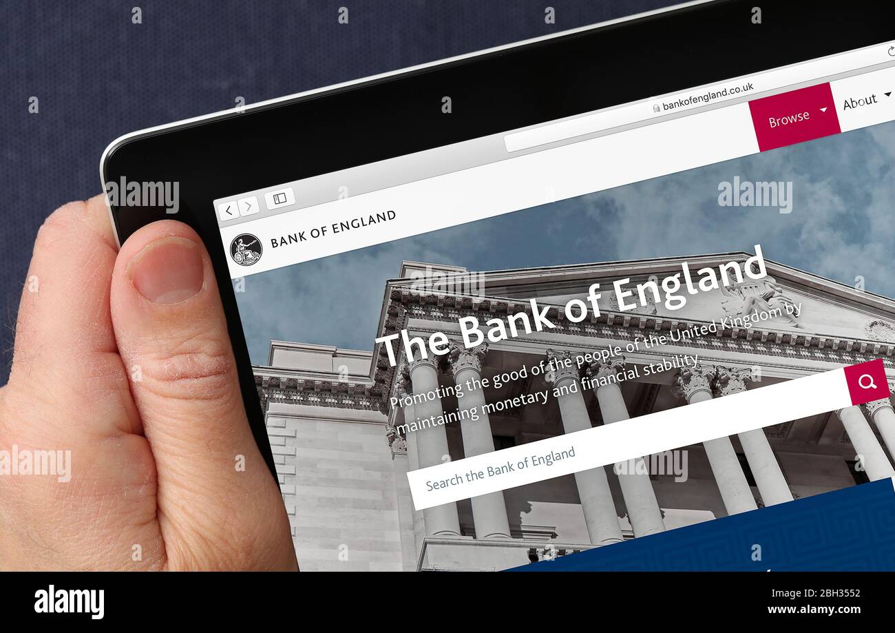 Site Web de la Banque d'Angleterre affiché sur un iPad (usage éditorial uniquement) Banque D'Images