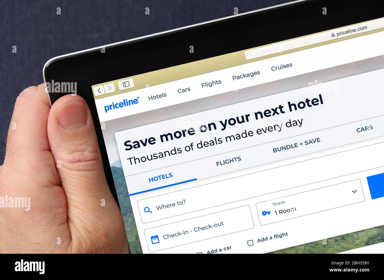 Site Web Priceline affiché sur un iPad (usage éditorial uniquement) Banque D'Images