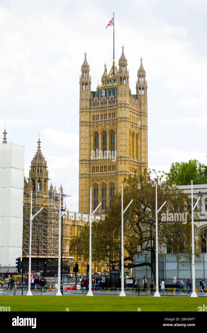 Big Ben Scaffolding Londres Angleterre Royaume-Uni Capital River Thames Royaume-Uni Europe UE Banque D'Images