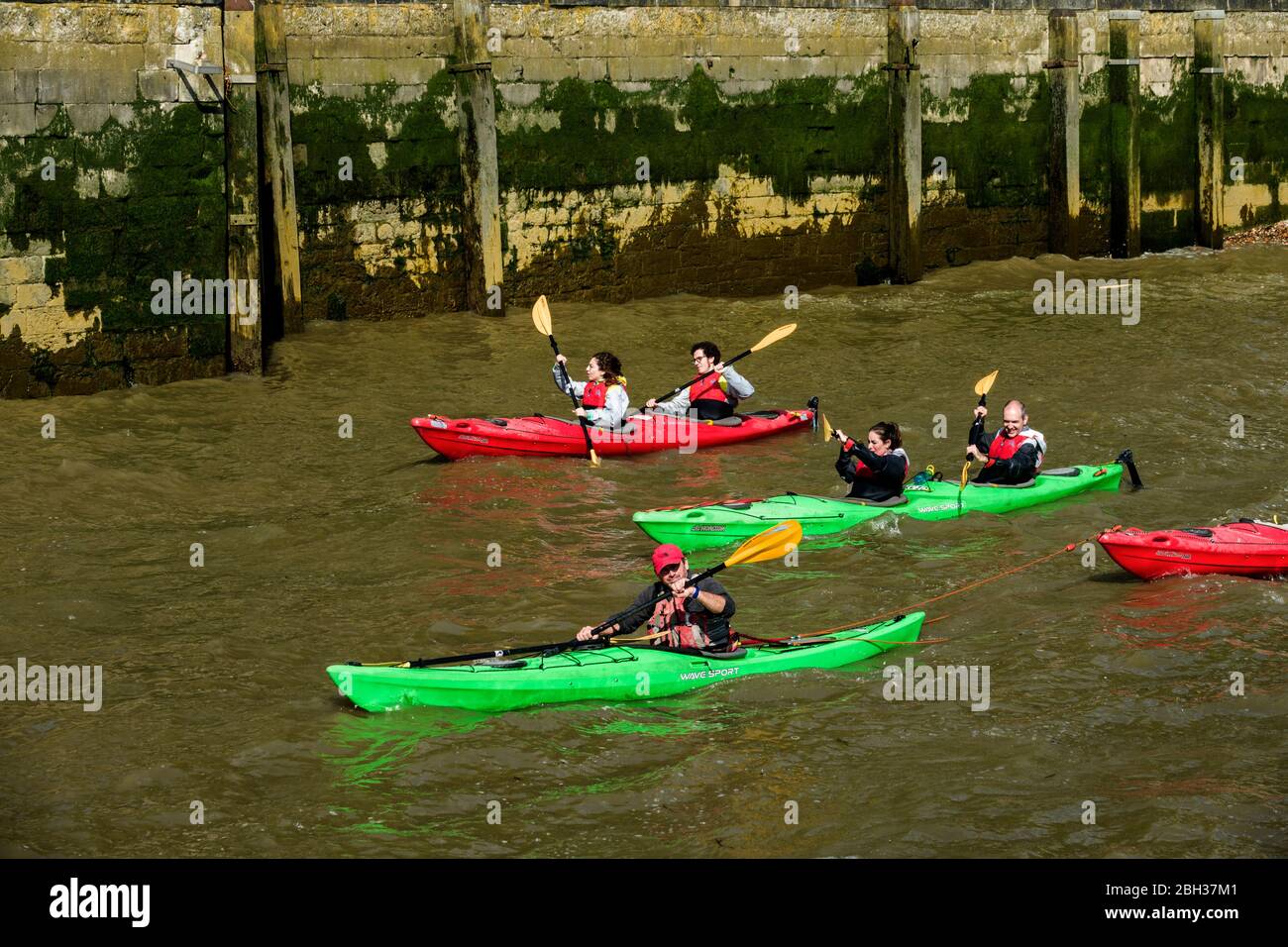 Kayaks River Thames Londres Angleterre Royaume-Uni capitale Royaume-Uni Europe UE Banque D'Images