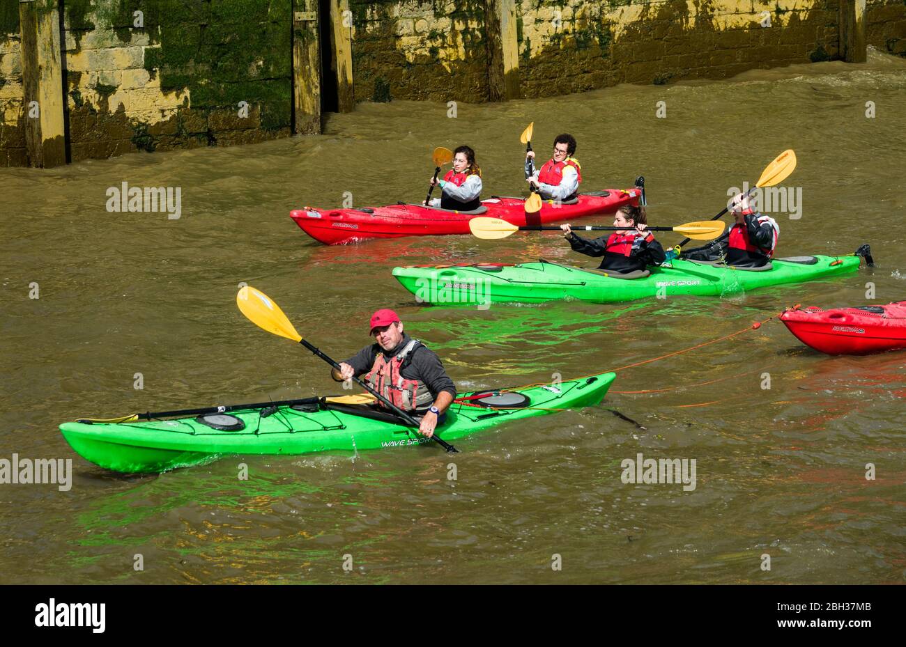 Kayaks River Thames Londres Angleterre Royaume-Uni capitale Royaume-Uni Europe UE Banque D'Images