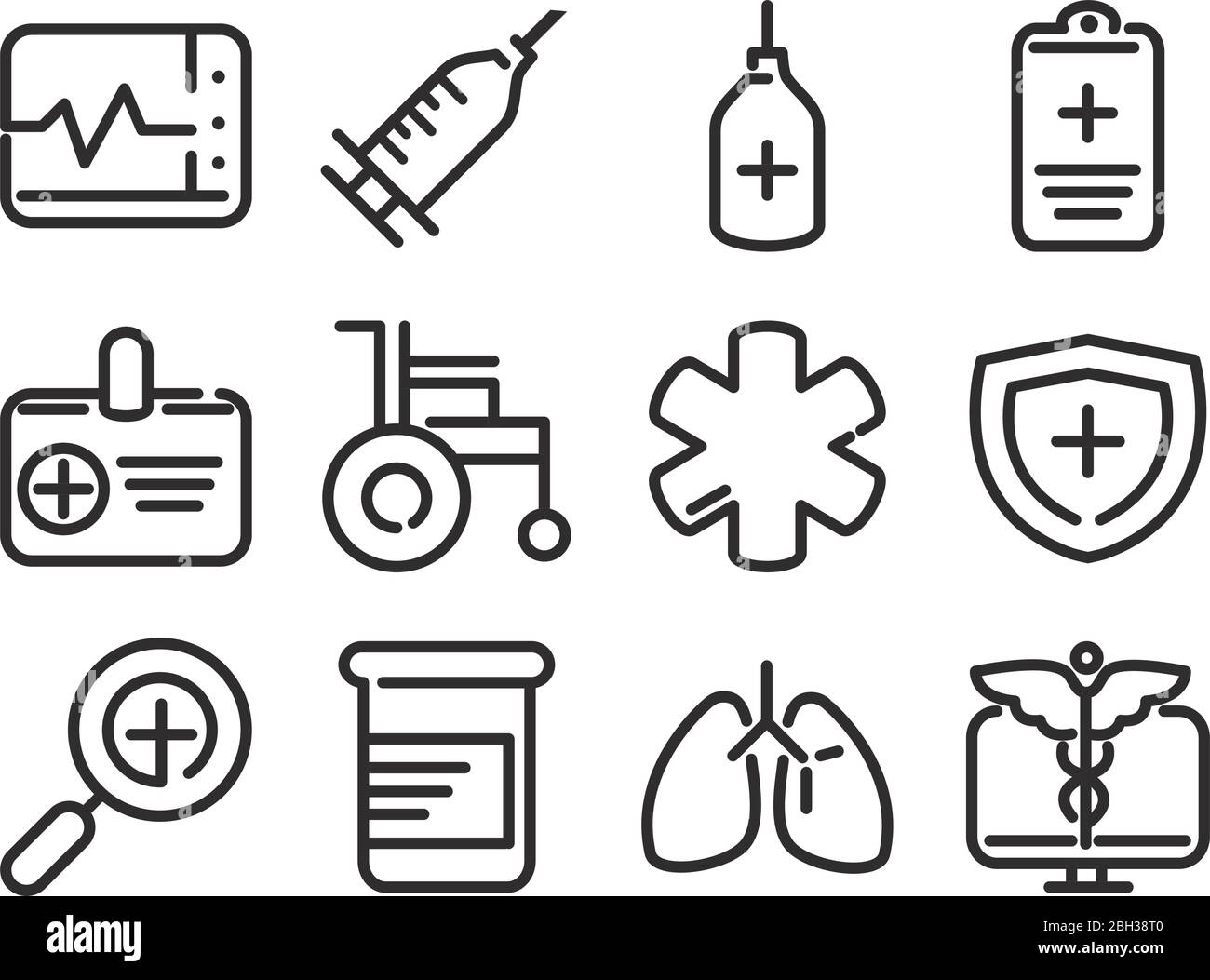 l'icône d'assistance pour les équipements médicaux et de soins de santé définit le style de ligne d'illustration vectorielle Illustration de Vecteur