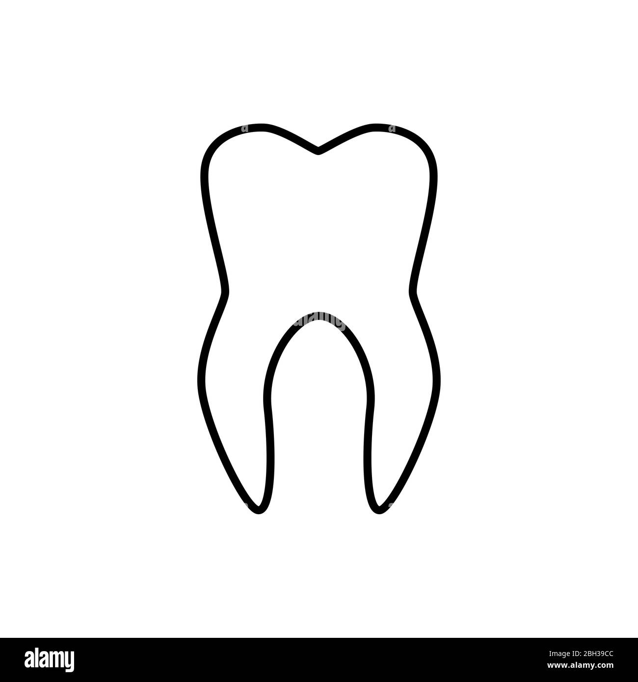 Signe de dent humaine. Icône de vecteur de ligne simple. Symbole vectoriel dentiste Banque D'Images