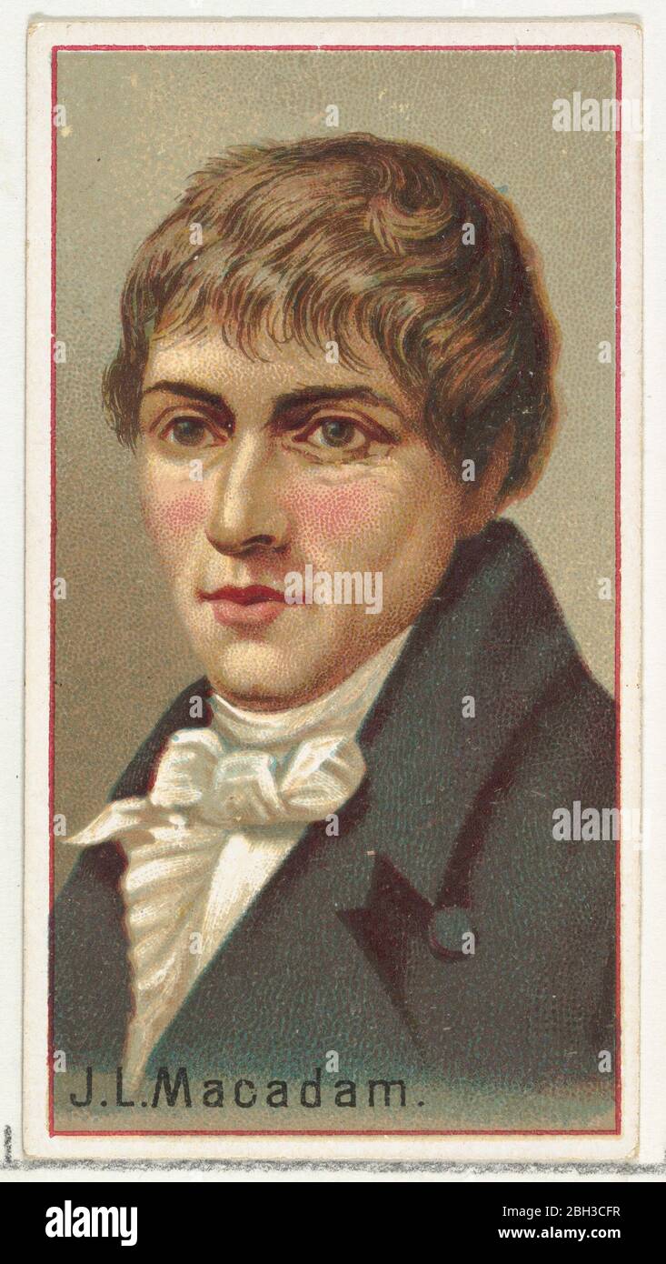 J. L. Macadam, échantillon de l'imprimante pour l'album souvenir des inventeurs du monde (A 25) pour Allen &amp; Ginter cigarettes, 1888. Banque D'Images