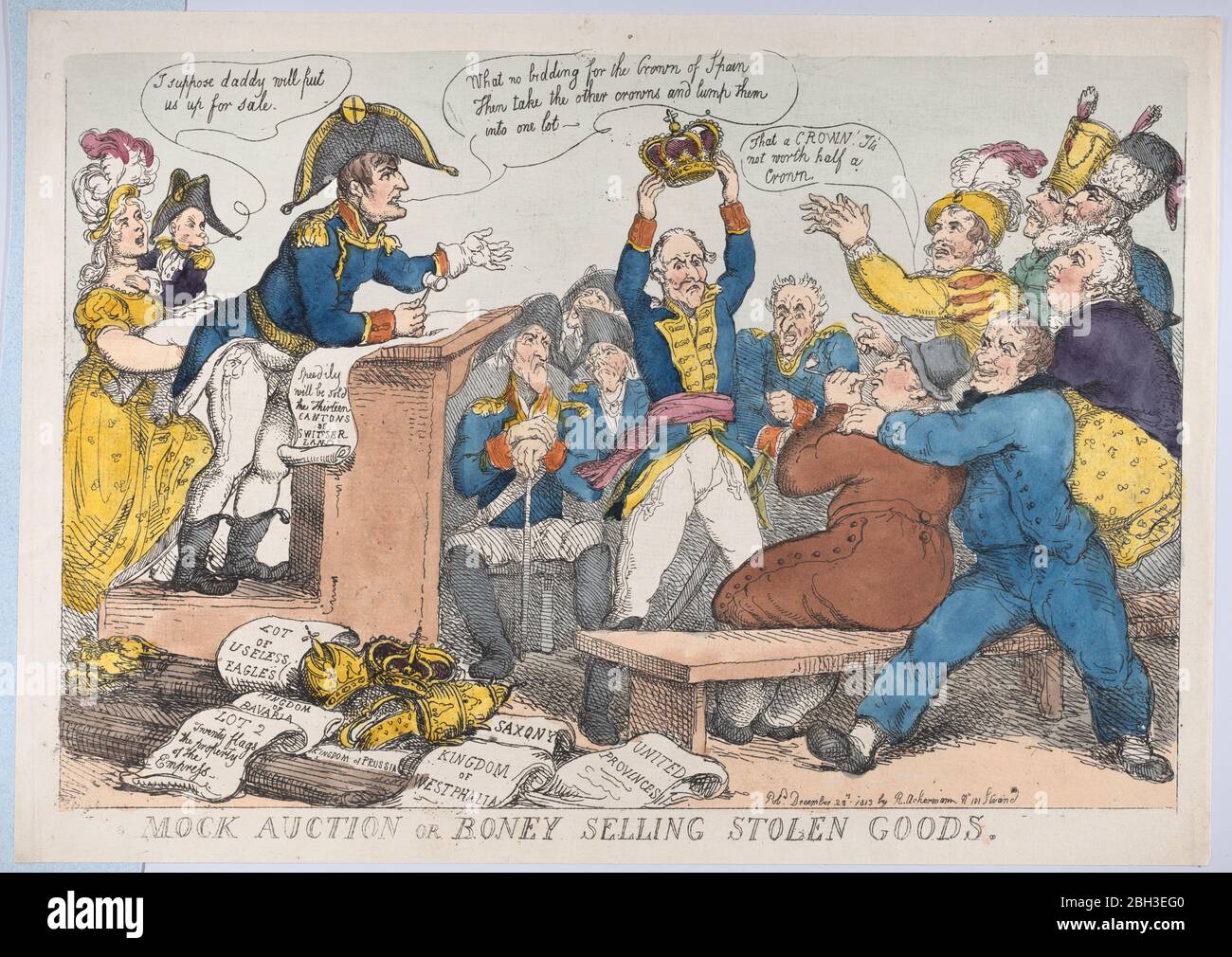 Vente de fausses enchères ou de marchandises volées Boney, 25 décembre 1813. Banque D'Images