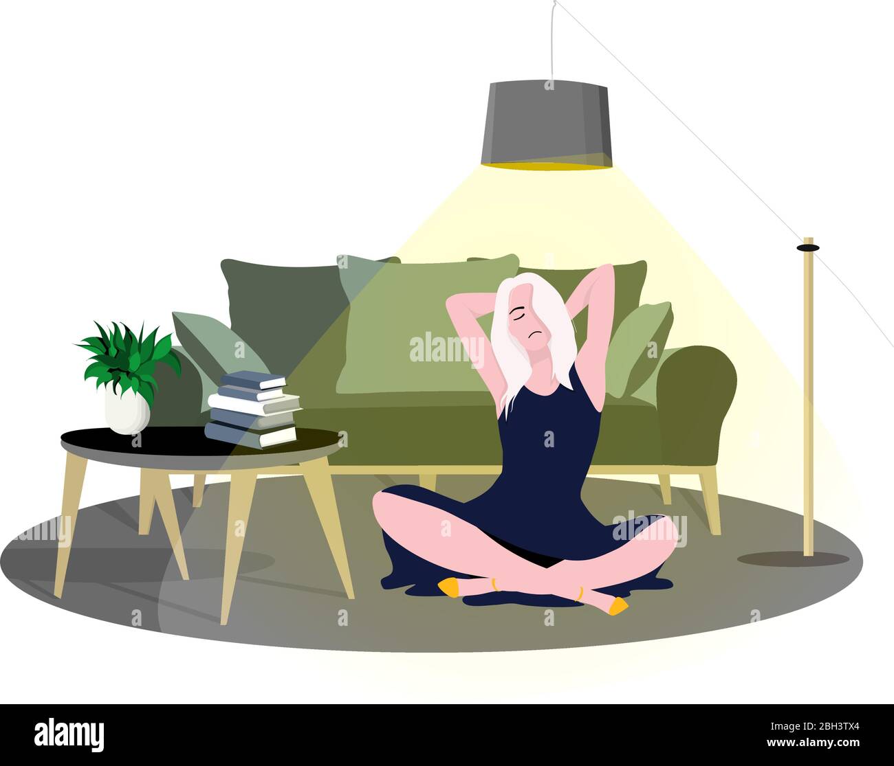 Je reste à la maison de sensibilisation campagne des médias sociaux et de prévention du coronavirus. Illustration de Vecteur