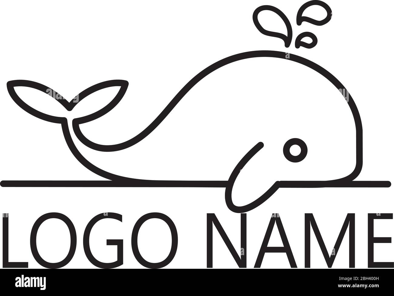 Art ligne petit logo de baleine de bébé vecteur de conception pour logistique, livraison, liberté, consultation, bateau et plus encore. Illustration de Vecteur