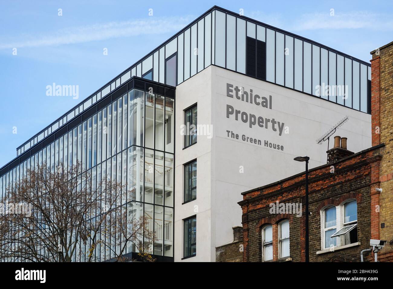 The Green House à Bethnal Green, Ethical Property Company Building, Londres, Angleterre Royaume-Uni Banque D'Images