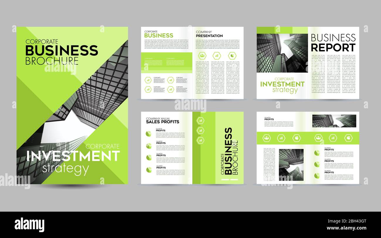 Page de présentation de modèle de brochure verte pour la société d