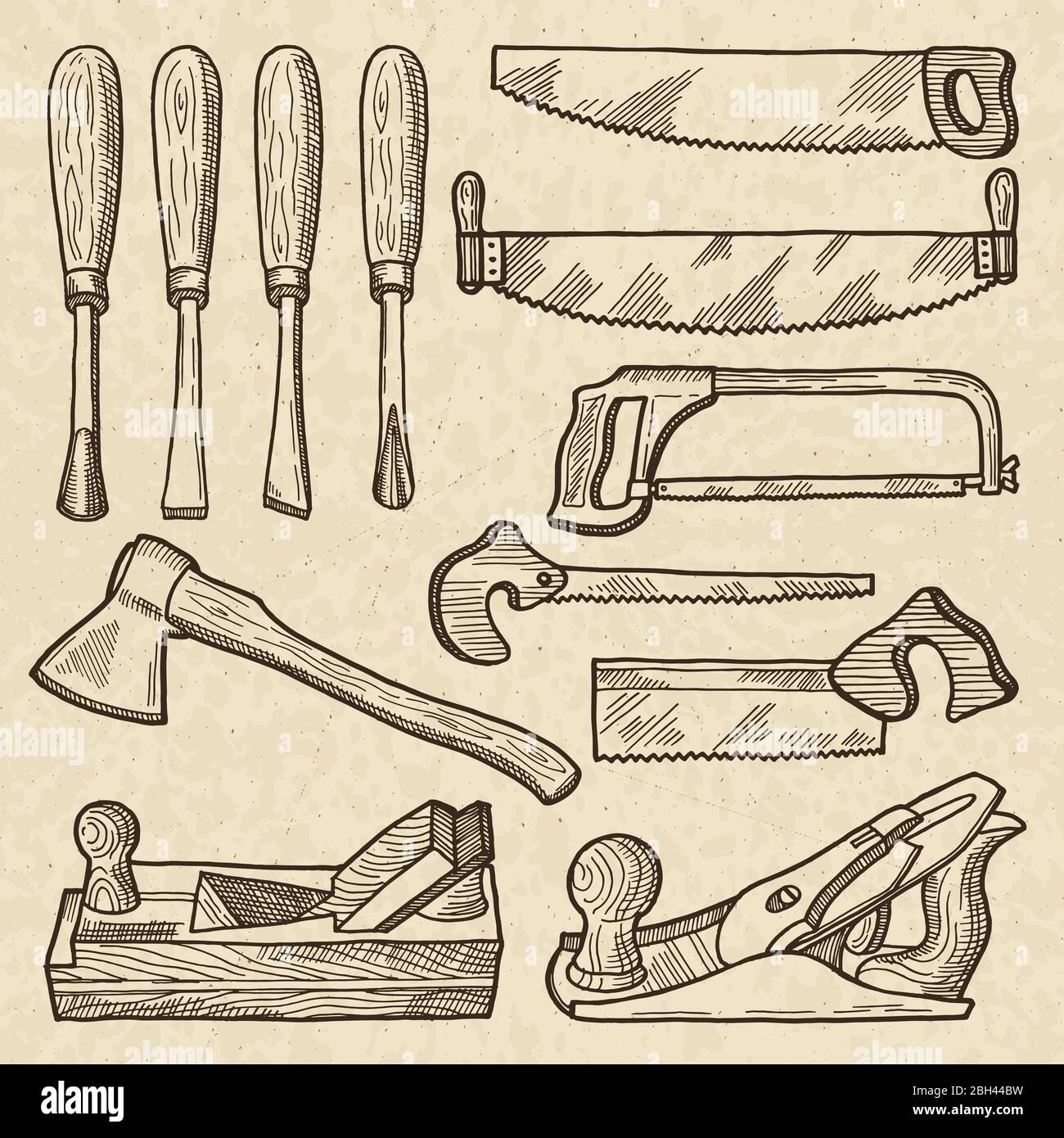 Outils de menuiserie et de menuiserie. Isolation des équipements industriels. Outil et équipement de menuiserie pour menuiserie, illustration vectorielle Illustration de Vecteur
