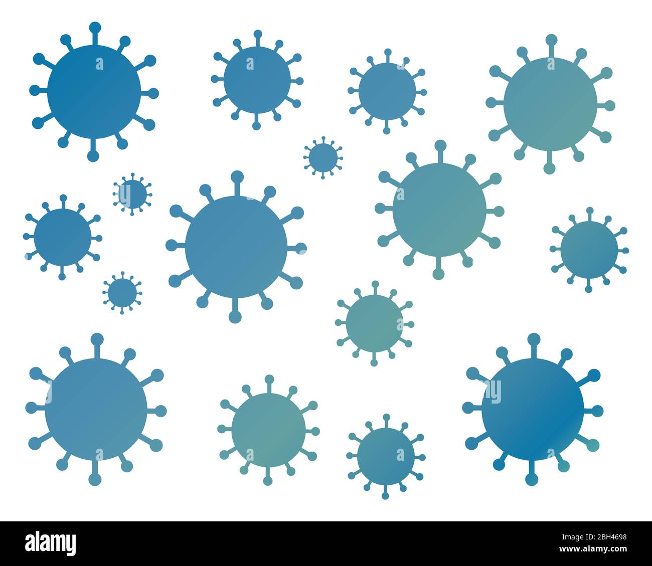 Illustration graphique du virus Corona, fond covid-19, virus bleu, fond blanc, vecteur. Pandémie, schéma Illustration de Vecteur