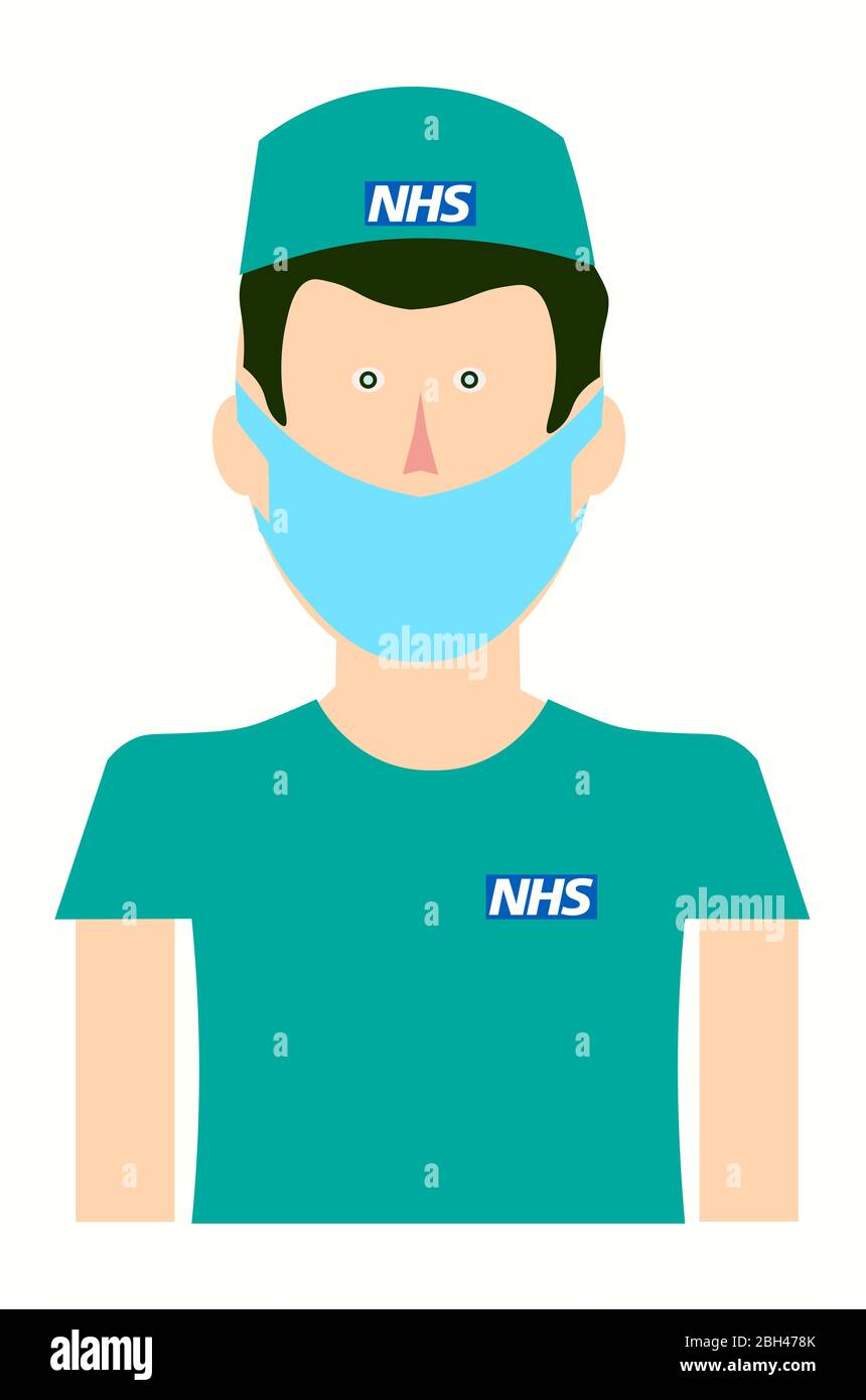 Employé de NHS Healthcare dans le vecteur PPE Illustration de Vecteur