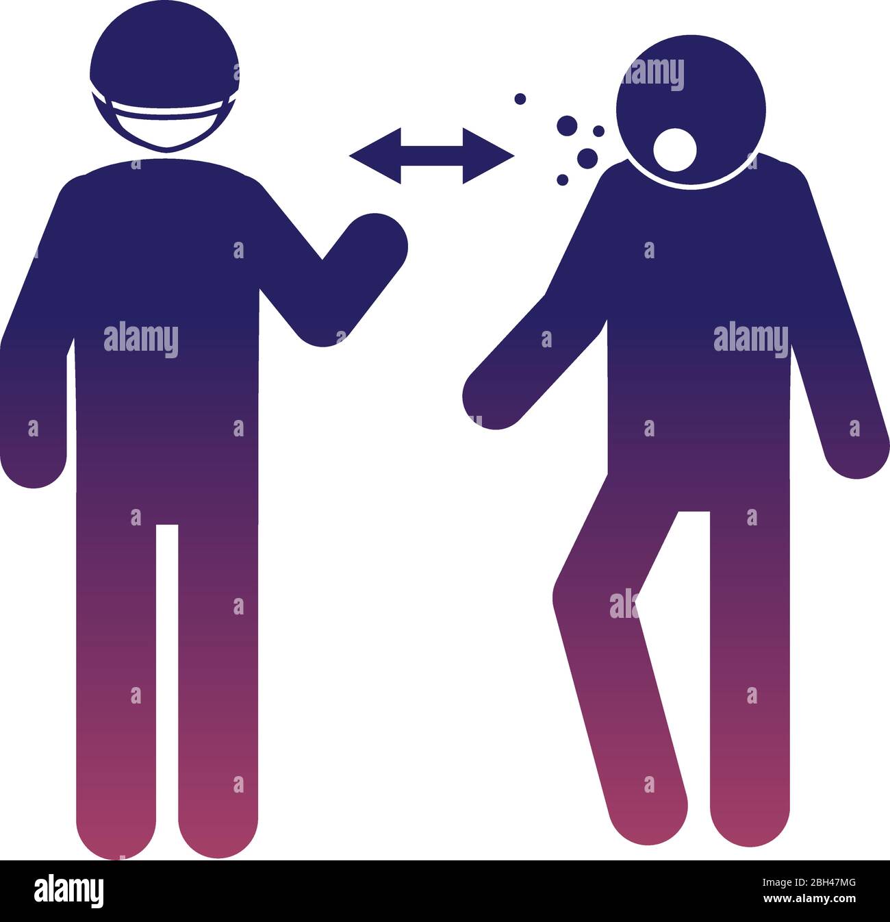 coronavirus covid 19, prévention de distanciation sociale, éviter les malades, illustration vectorielle de pictogramme de santé, icône de style de gradient Illustration de Vecteur