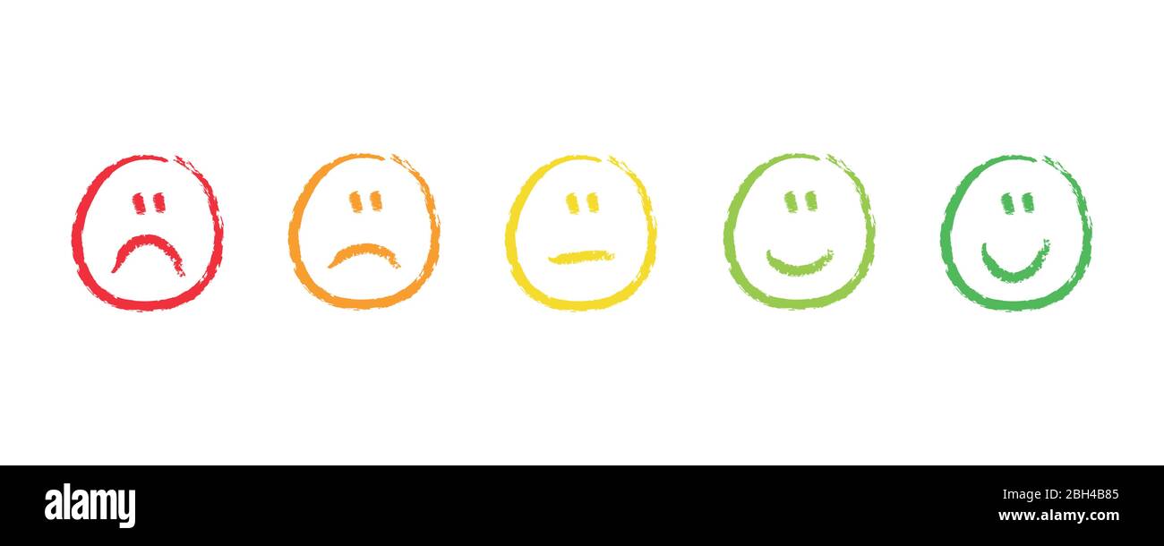 Évaluation tirée à la main satisfaction feedback émotions vecteur illustration EPS10 Illustration de Vecteur