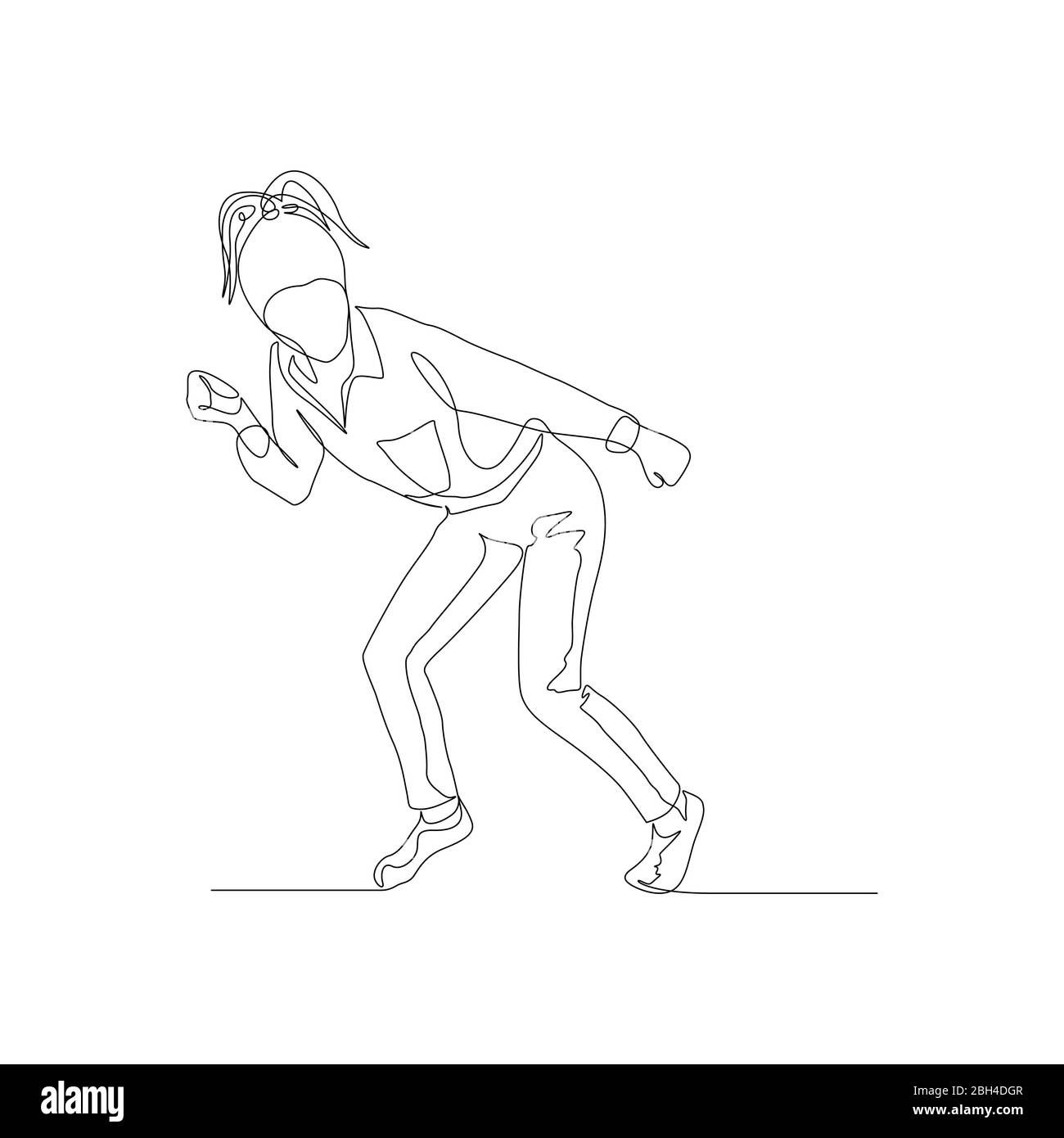 Femme continue d'une ligne dans la chemise dansant torsion. Vecteur Illustration de Vecteur