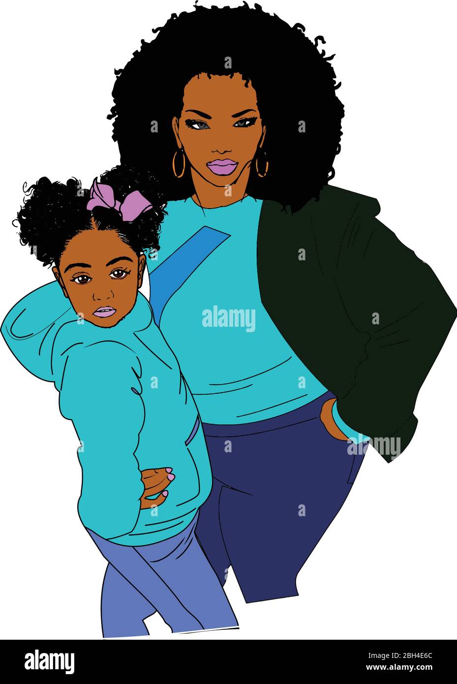 Mère et fille afro-américaines Illustration de Vecteur