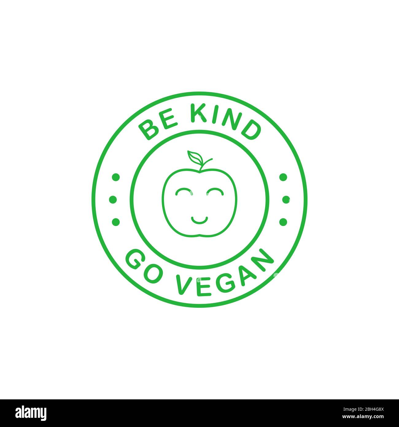 Soyez gentil Go Vegan vert ligne style autocollant de cercle. Élément de conception pour le conditionnement de matériel de conception et de promotion. Illustration vectorielle. Illustration de Vecteur