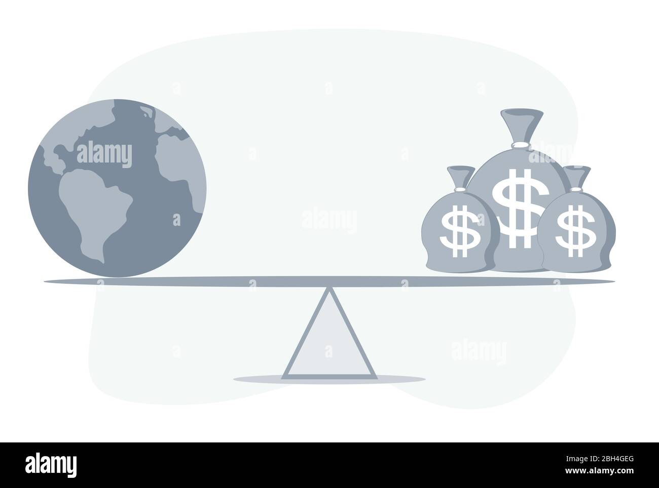 Le sac en dollars DES ÉTATS-UNIS, globe à l'échelle mondiale, illustre la différence entre la valeur des importations et des exportations d'un pays pour une période donnée Illustration de Vecteur