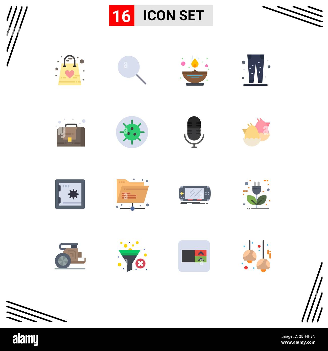 16 icônes créatives enseignes modernes et symboles d'affaires, eid, feu, pent, pantalon Editable Pack d'éléments de conception vectoriel créatif Illustration de Vecteur