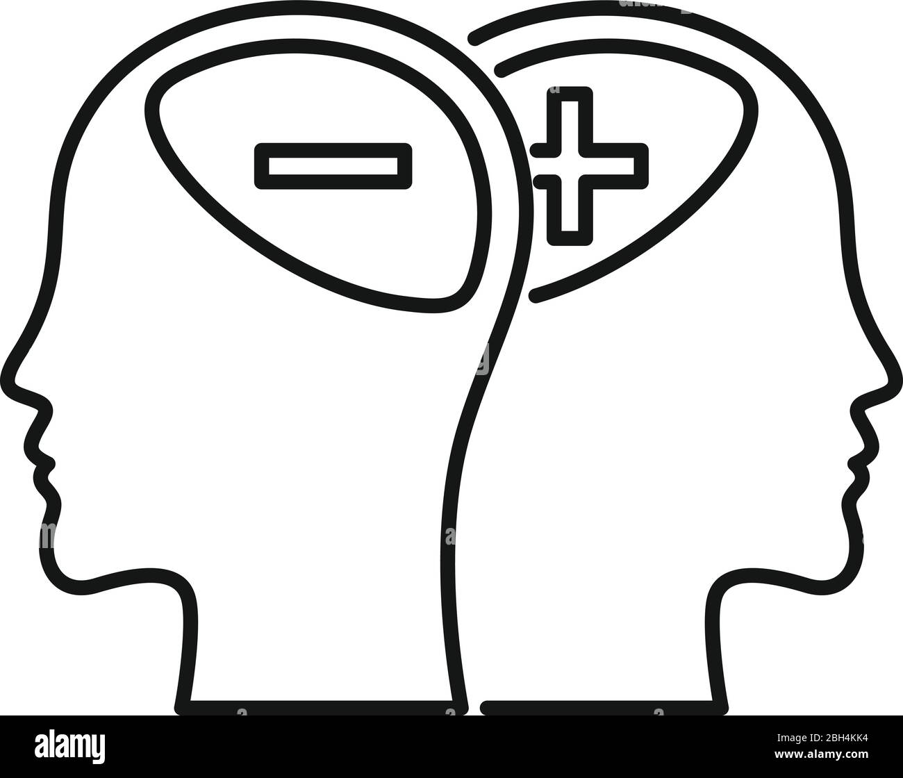 Icône de trouble bipolaire moins plus. Contour moins plus trouble bipolaire icône de vecteur pour la conception de Web isolé sur fond blanc Illustration de Vecteur