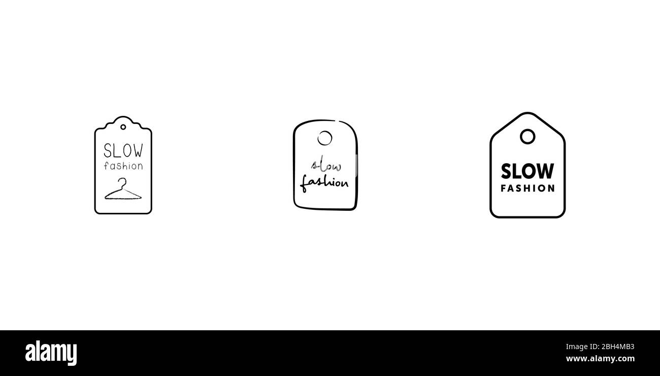 Jeu d'étiquettes de lignes de mode lentes. Signe testé ECO. Illustration vectorielle. SPE 10. Illustration de Vecteur