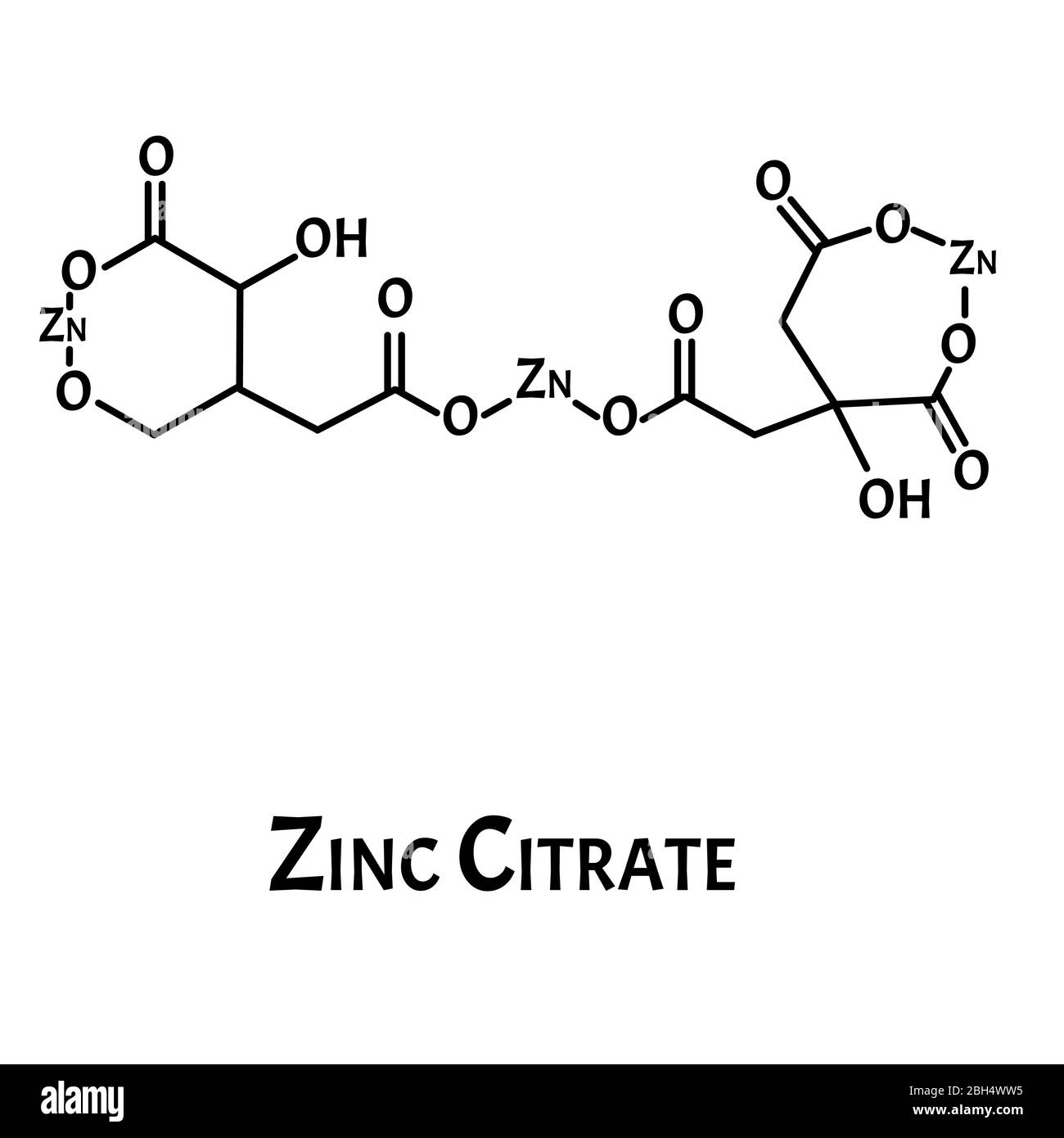 Le citrate de zinc est une formule chimique moléculaire. Infographies du zinc. Illustration vectorielle sur un arrière-plan isolé. Illustration de Vecteur