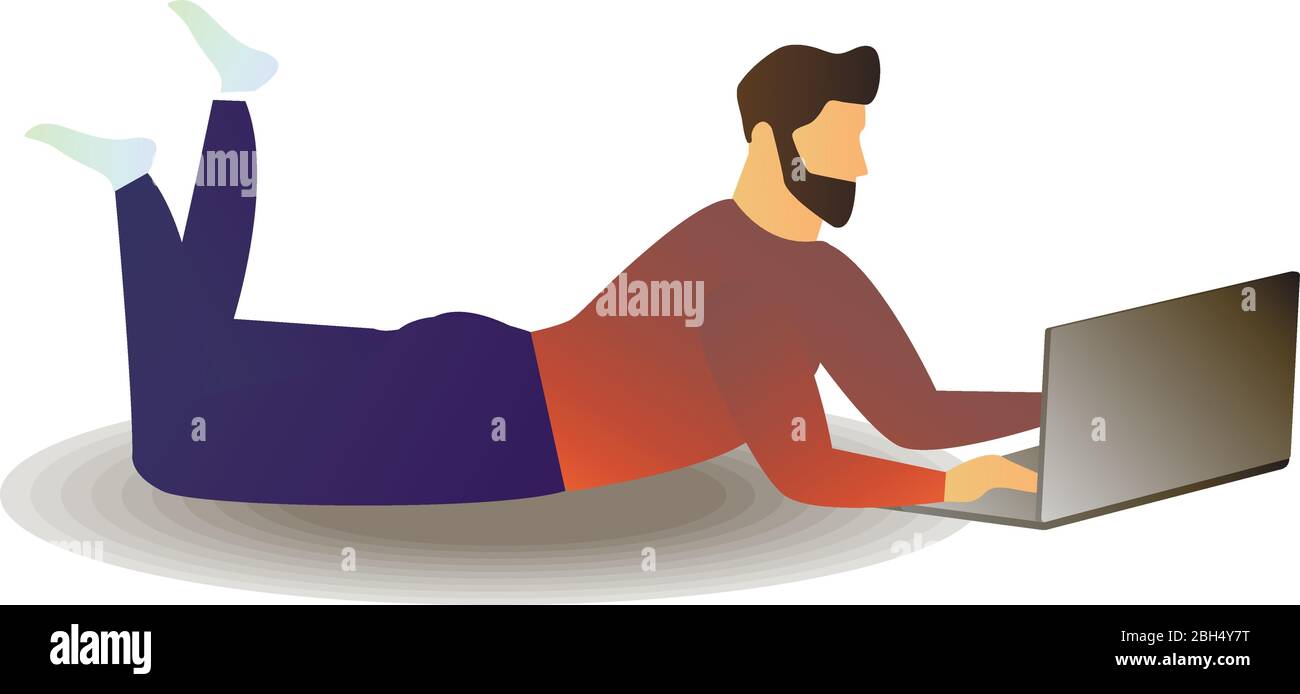 Illustration vectorielle de l'homme discutant avec fille tout en se reposant avec un ordinateur portable ou woking freelance Illustration de Vecteur