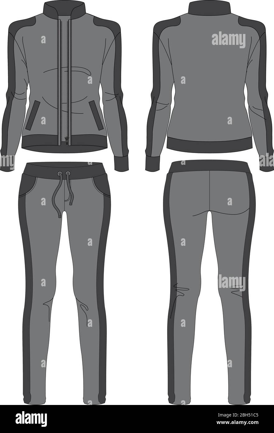modèle de modèle de costume de sport féminin à capuche et motif tireur d'élite Illustration de Vecteur