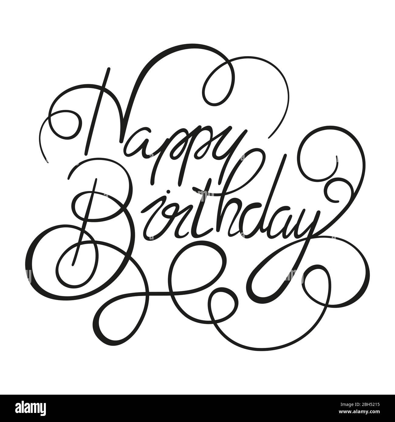 JOYEUX ANNIVERSAIRE lettres à la main, calligraphie faite à la main sur un fond blanc Illustration de Vecteur