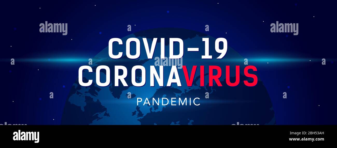 Bannière Web avec le globe dans l'espace et l'inscription Covid 19, Coronovirus. Concept de pandémie mondiale Illustration de Vecteur