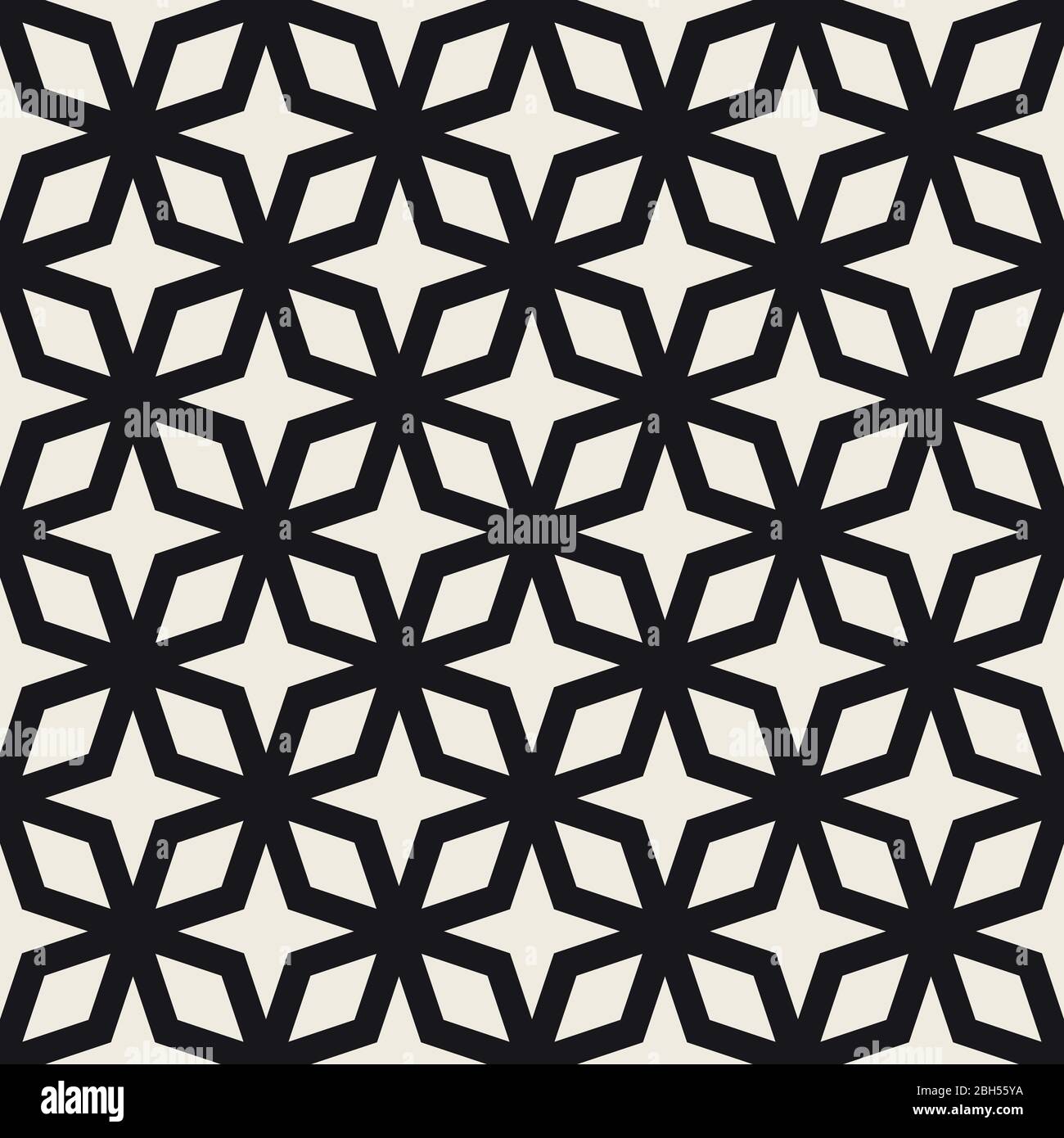 Motif géométrique vectoriel sans couture. Lignes simples treillis élégant. Répétition de rhombus et de formes d'étoiles tiling arrière-plan. Illustration de Vecteur