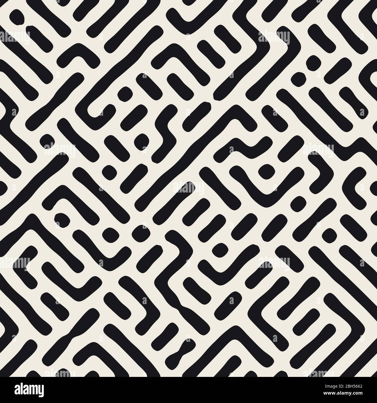 Motif de labyrinthe vectoriel transparent. Texture des formes organiques monochromes. Lignes abstraites arrondies et désordonnées arrière-plan élégant. Illustration de Vecteur