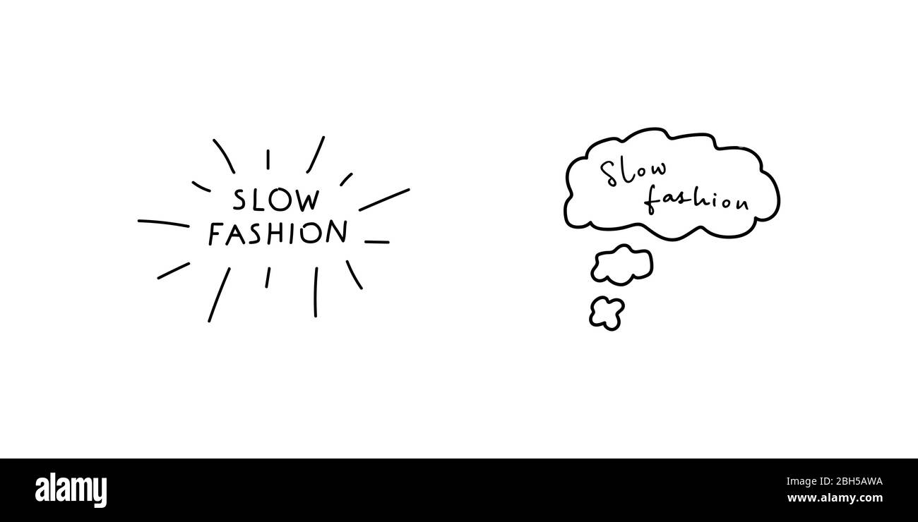 Titre manuscrit de mode lent et inscription manuscrite de mode lente dans le nuage de pensée. Design parfait pour les cartes de vœux, les affiches, les tee-shirts Illustration de Vecteur