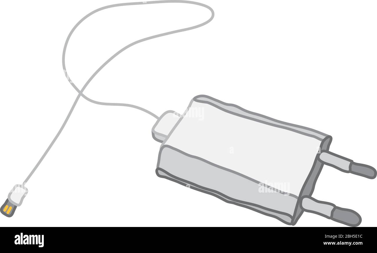 Chargeur de téléphone portable blanc avec cordon Illustration de Vecteur