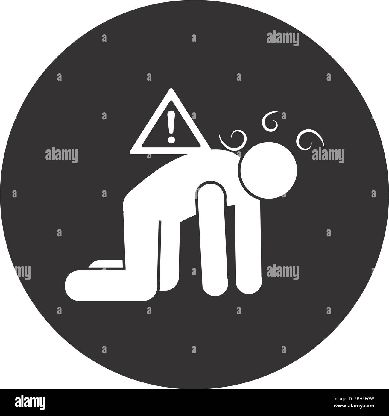coronavirus et concept de santé, homme tombé sur l'icône du sol sur fond blanc, style de bloc, illustration vectorielle Illustration de Vecteur