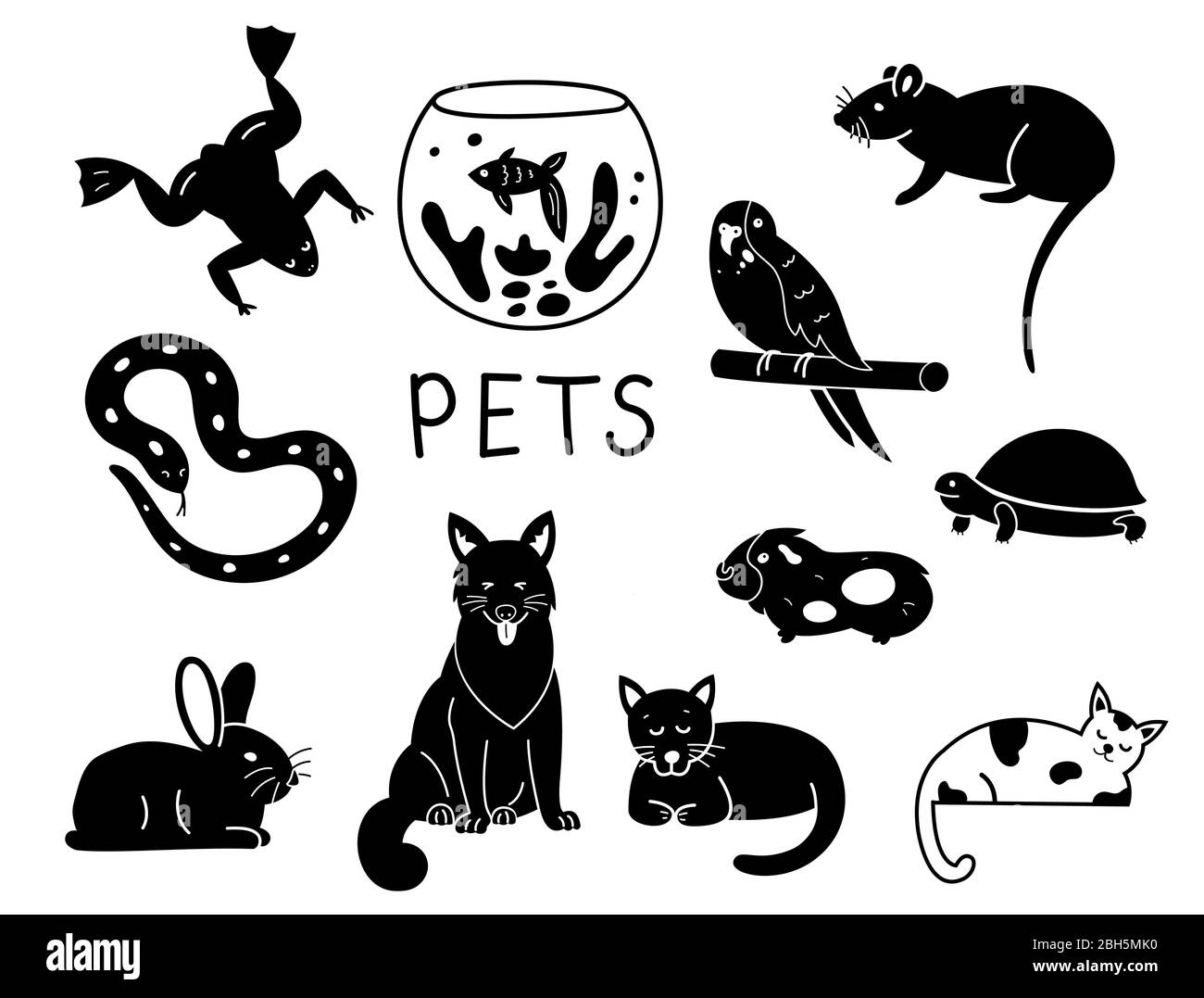 Les icônes des animaux de compagnie définissent une série élégante Illustration de Vecteur