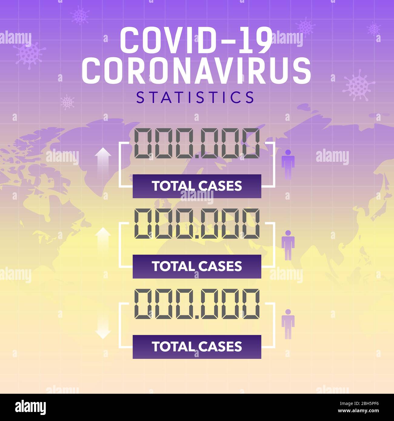 Bannière avec des preuves de maladie, de guérison, de décès Coronovirus, Covid 19. Maladie du coronavirus dans le monde entier Illustration de Vecteur