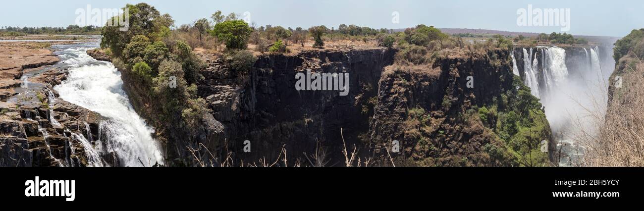 Devil's Cataract & Main Falls, Victoria Falls, Zimbabwe, Afrique Banque D'Images