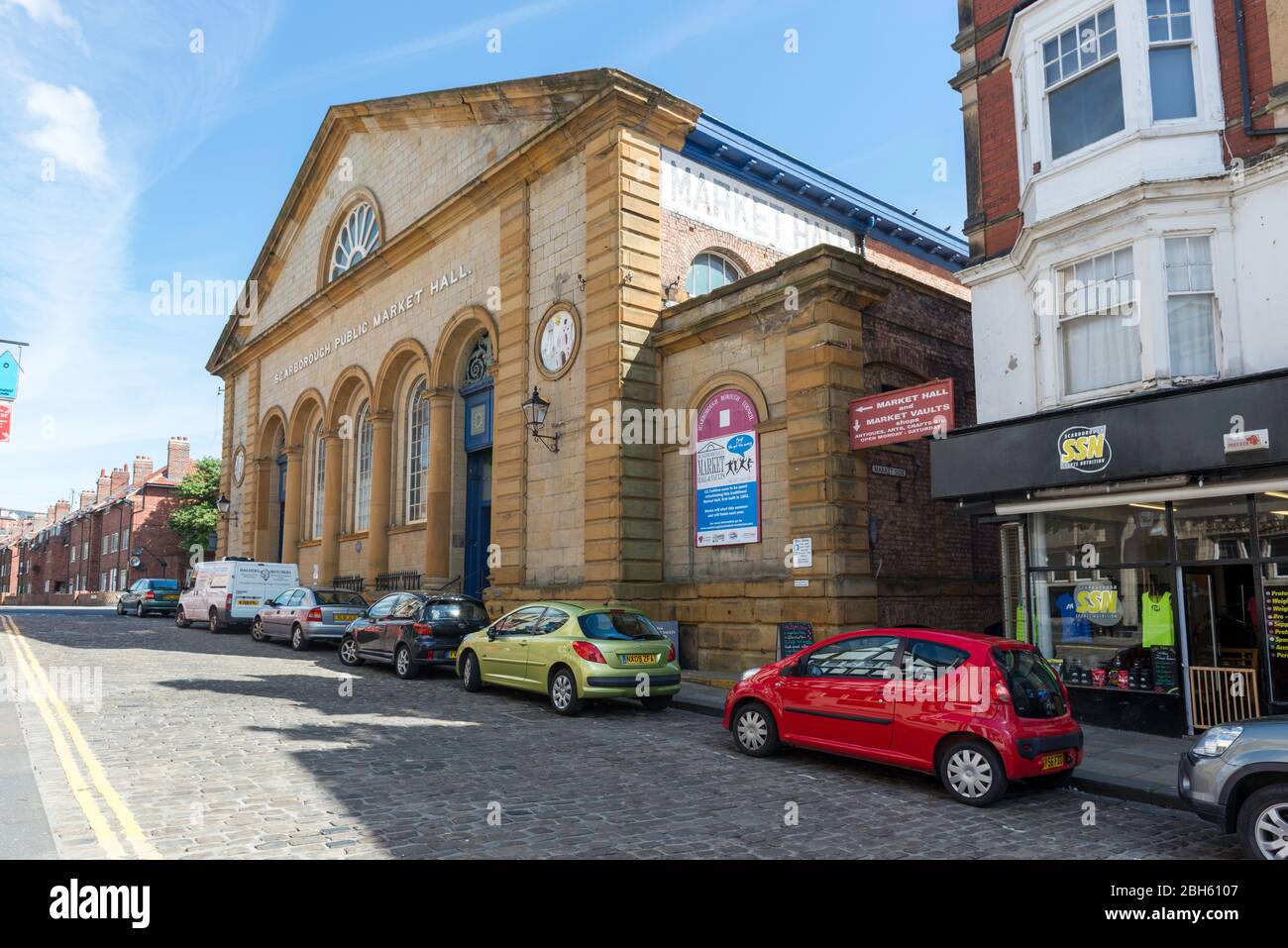 Vue extérieure de Scarborough public Market Hall Banque D'Images