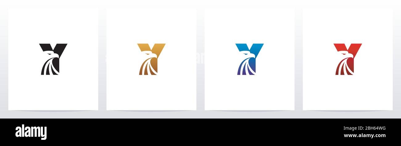 Eagle Head sur lettre logo Design y Illustration de Vecteur