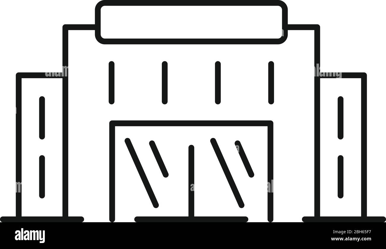 Icône du magasin du centre d'exposition. Contour du centre d'exposition icône vectoriel de magasin pour le design web isolé sur fond blanc Illustration de Vecteur