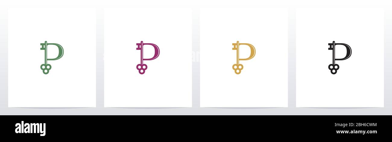 Clé de porte sur logo lettre P Illustration de Vecteur