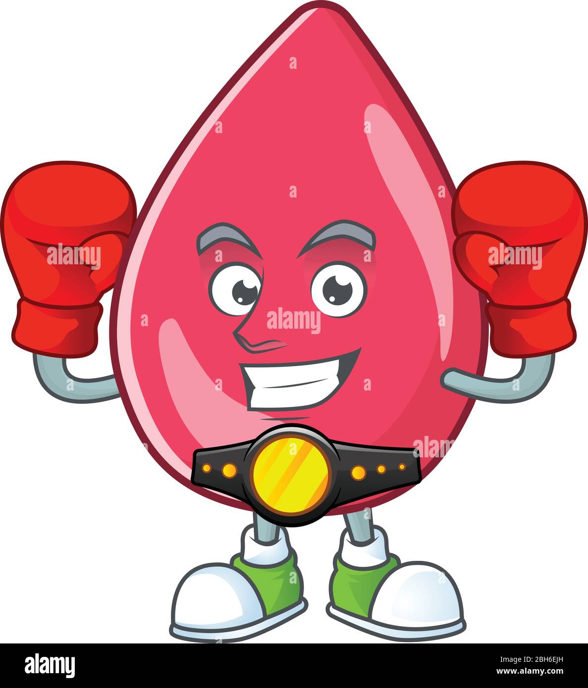 Un sportif rouge sang boxe athlète dessin animé mascotte style Illustration de Vecteur