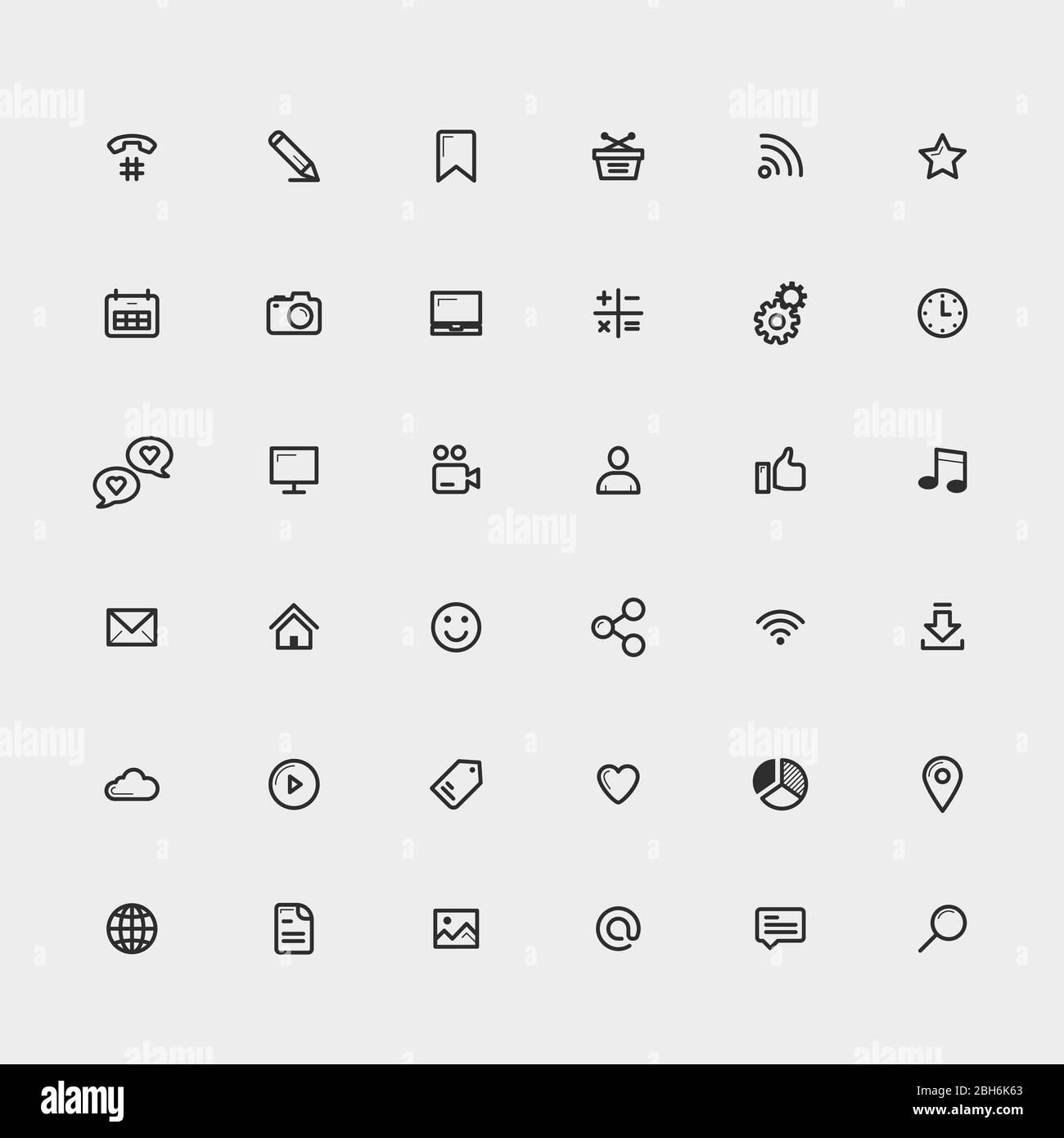 Pack d'icônes de contour d'élément d'interface pour le Web ou l'application Illustration de Vecteur