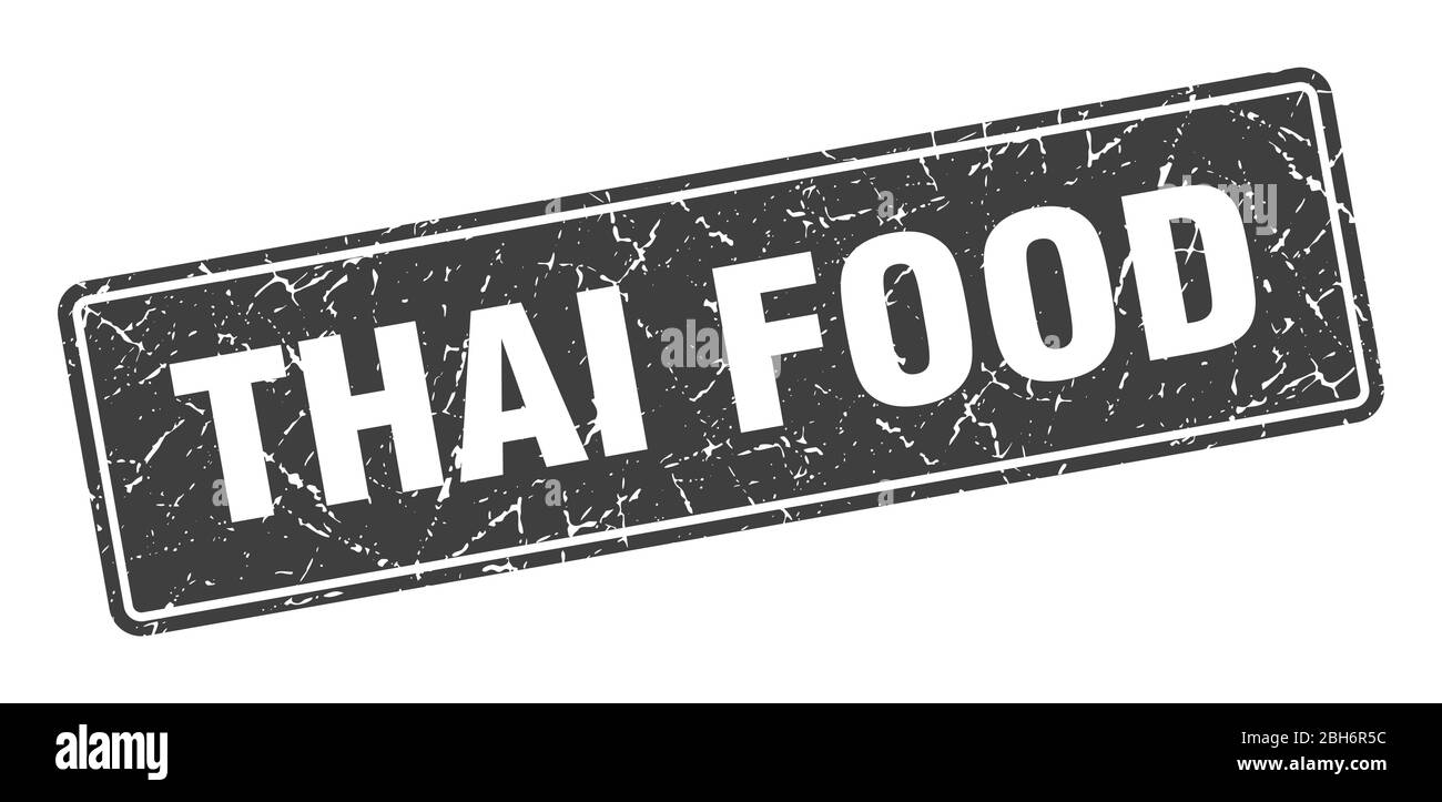 tampon alimentaire thaïlandais. étiquette noire vintage de la cuisine thaïlandaise. Signe Illustration de Vecteur