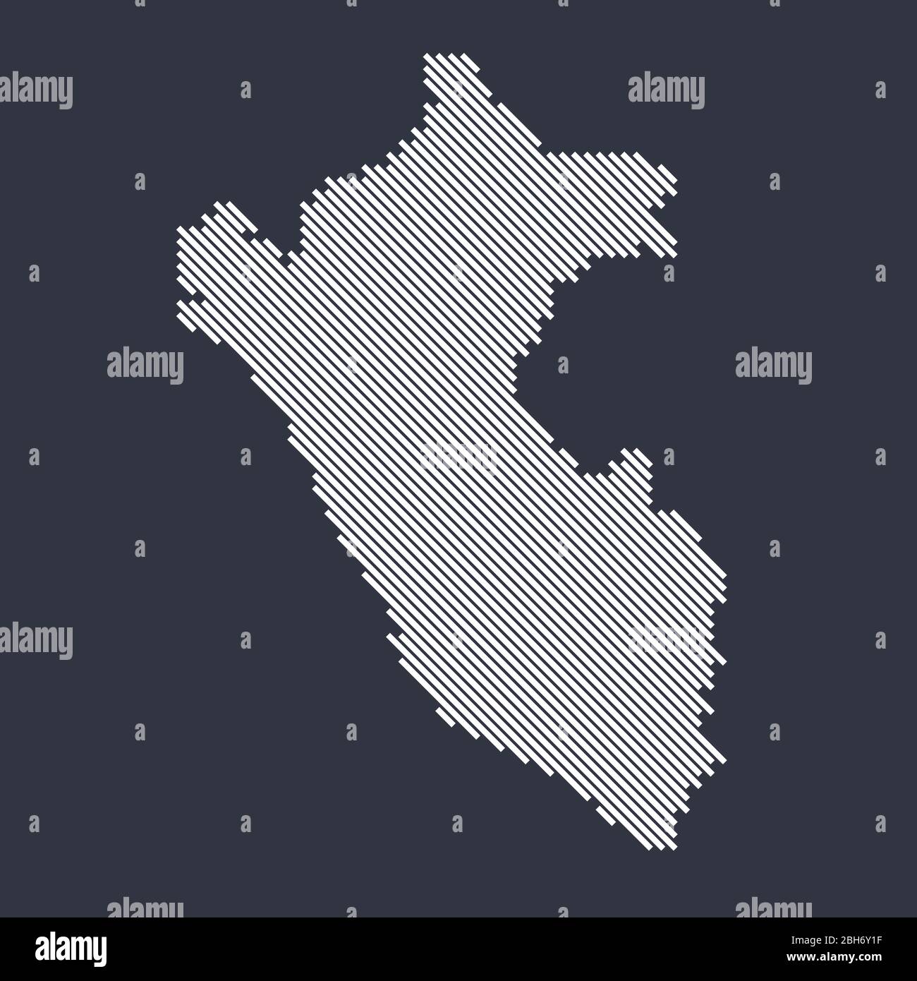 Carte stylisée de la diagonale simple du Pérou Illustration de Vecteur