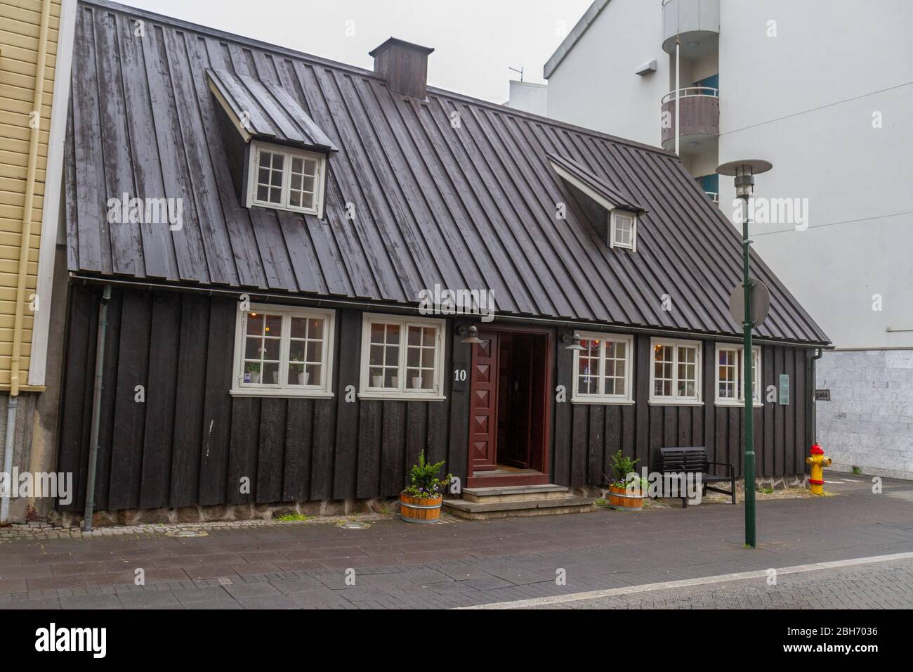 Aðalstræti 10, la plus ancienne maison du centre de Reykjavik, faisant partie du musée municipal de Reykjavik, en Islande. Banque D'Images