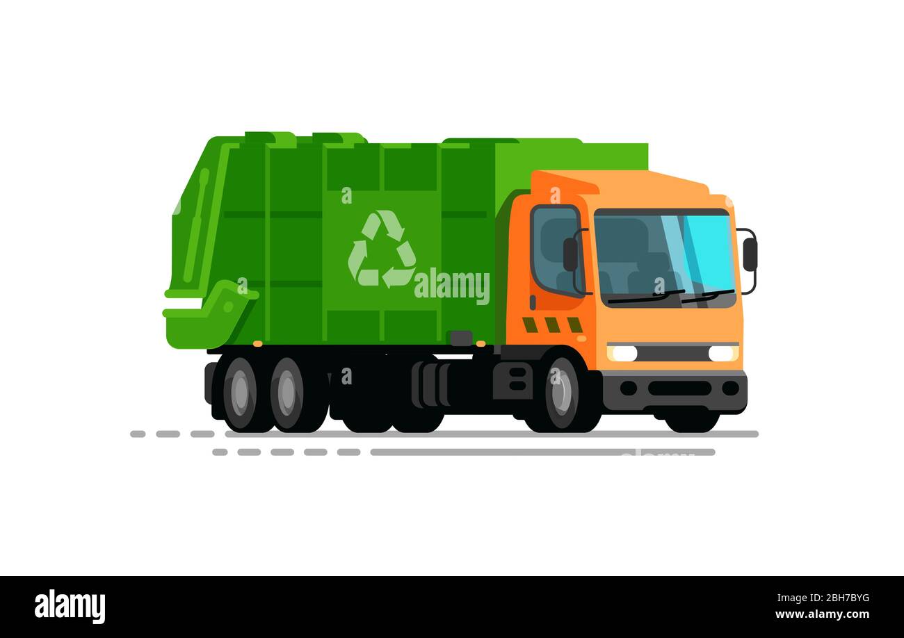 Camion à ordures urbain. Tri des déchets, illustration du vecteur de recyclage Illustration de Vecteur